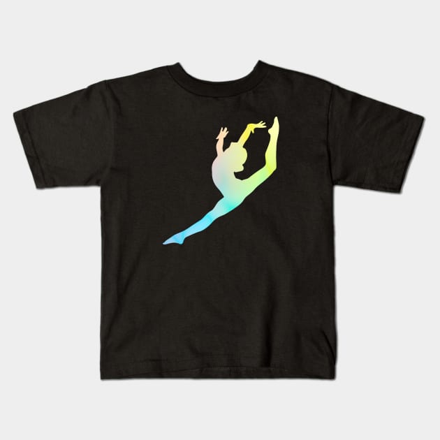 Gymnast Silhouette Kids T-Shirt by sportartbubble